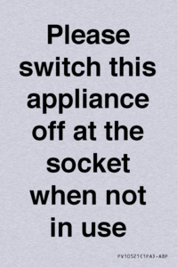 Please switch this appliance off at the socket when not in use
